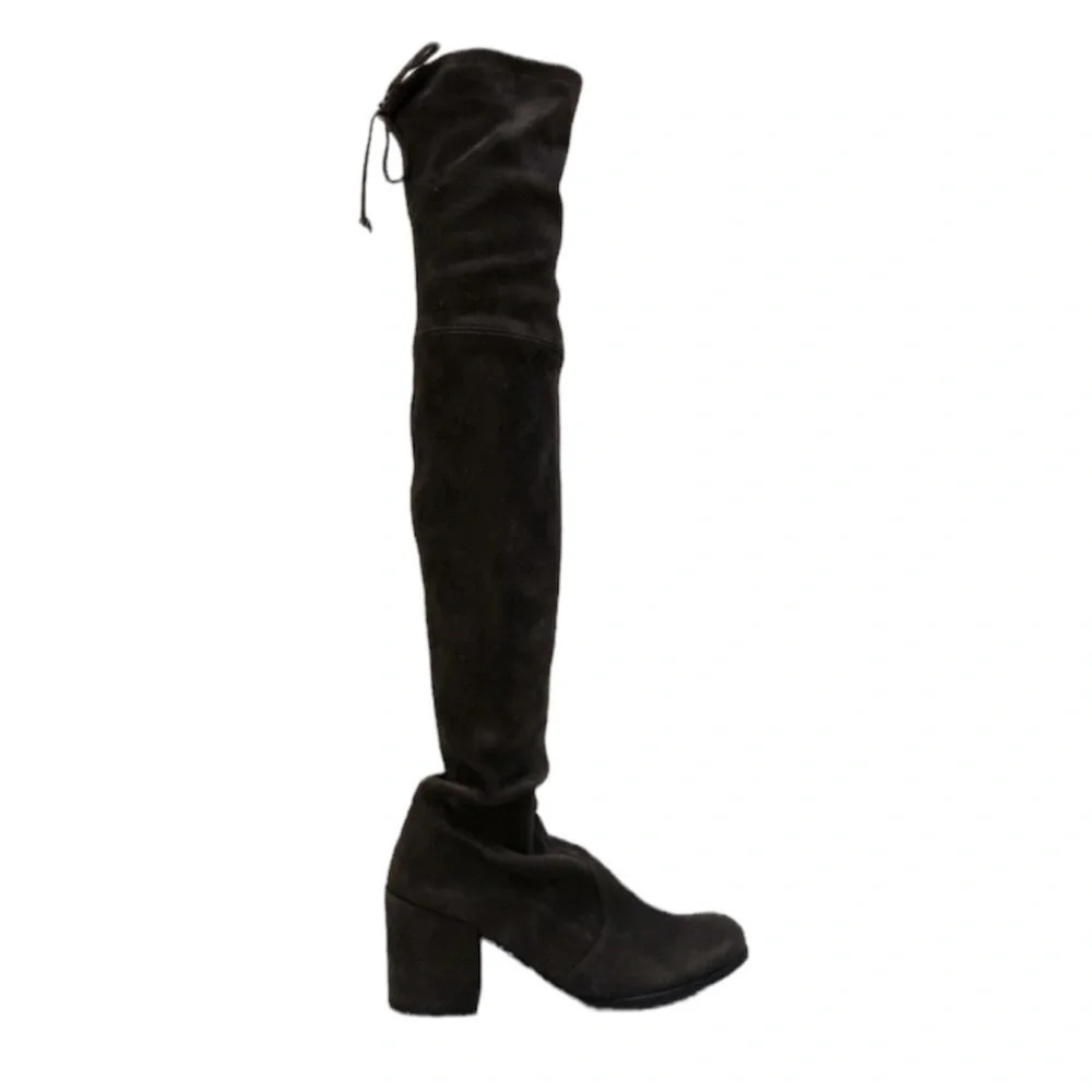Stuart Weitzman Tieland Gray Suede Knee High Tall Designer Boots Women's 4.5